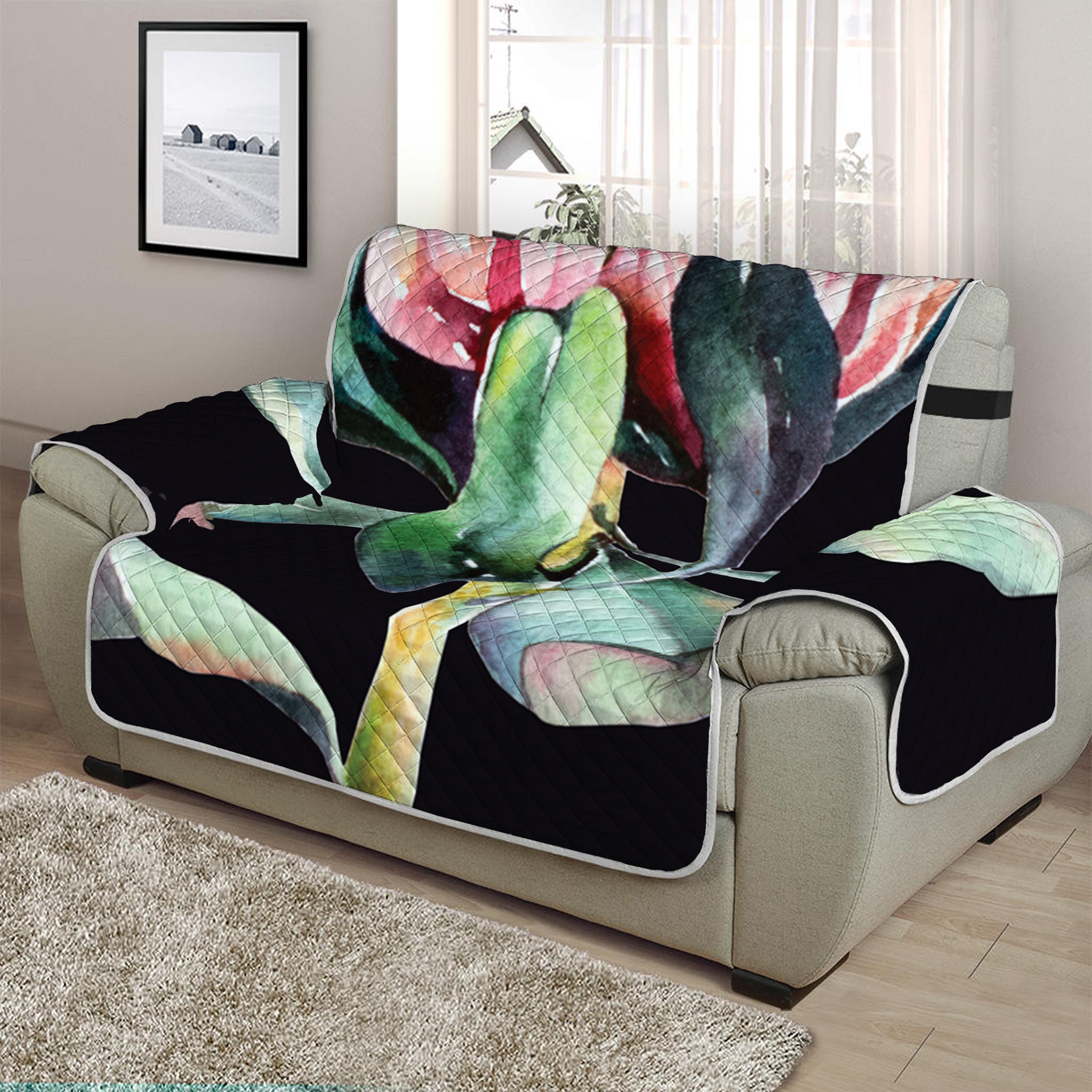 Protea Flower Print Half Sofa Protector