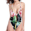 Protea Flower Print High Cut One Piece Swimsuit