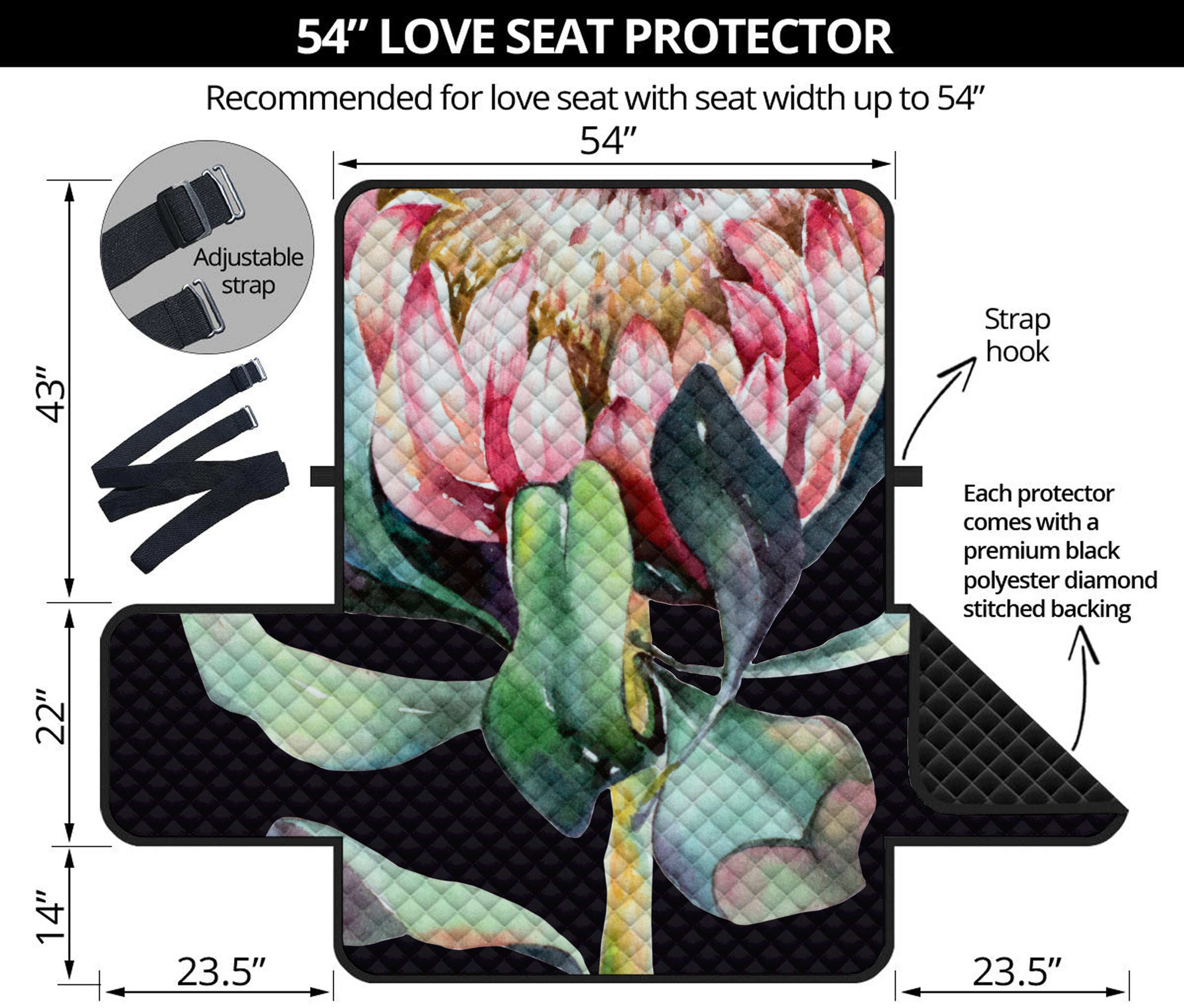 Protea Flower Print Loveseat Protector