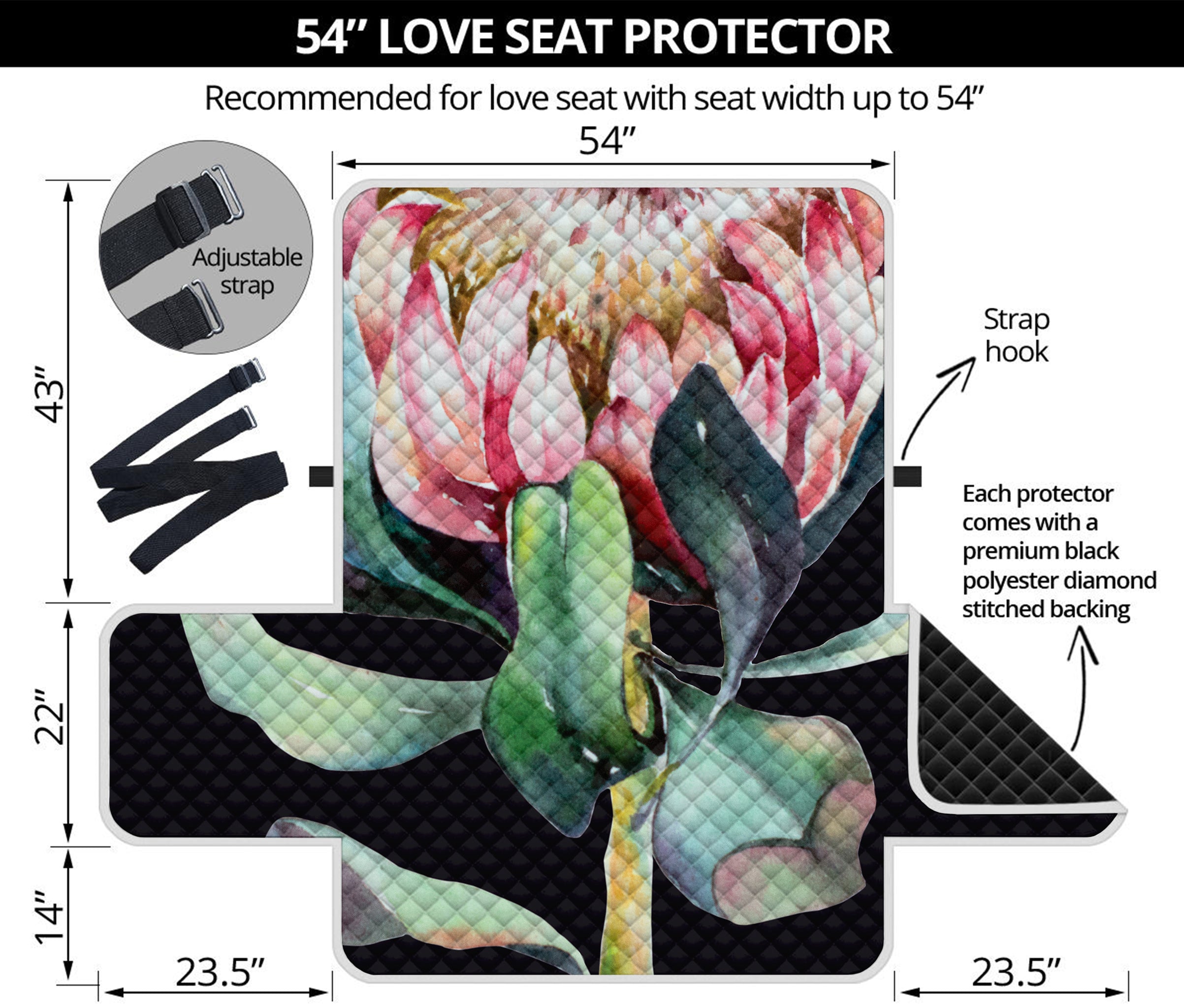 Protea Flower Print Loveseat Protector