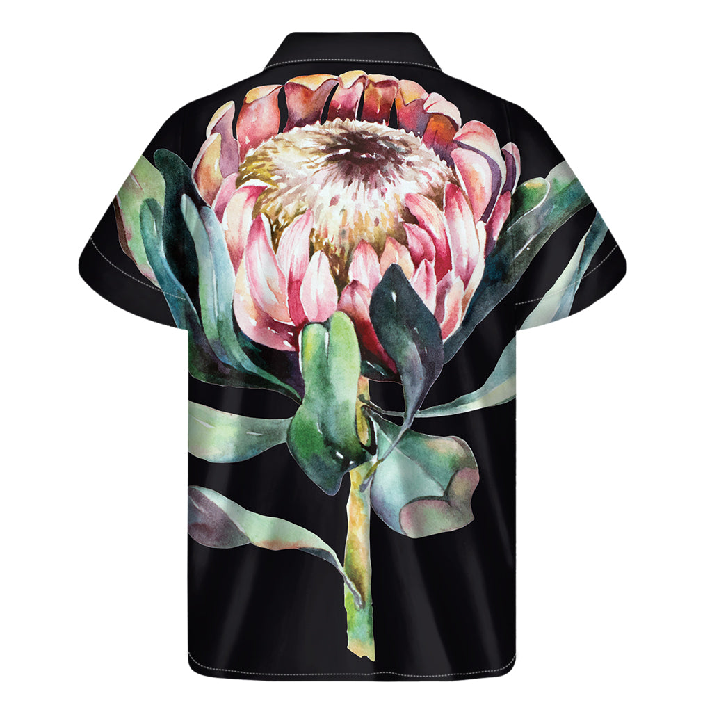 Protea Flower Print Men's Short Sleeve Shirt