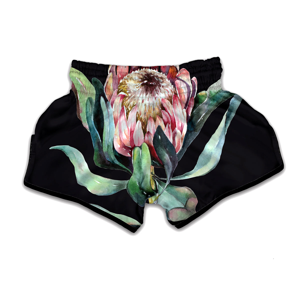 Protea Flower Print Muay Thai Boxing Shorts