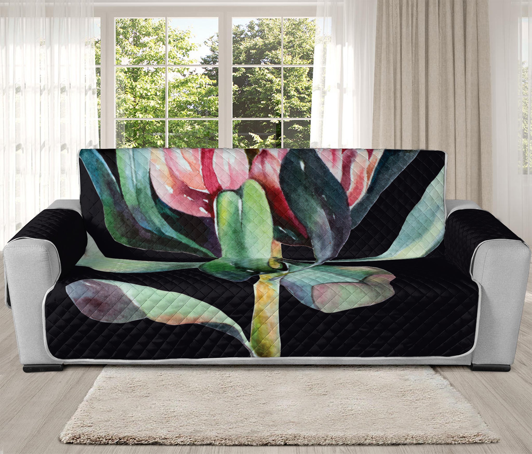 Protea Flower Print Oversized Sofa Protector