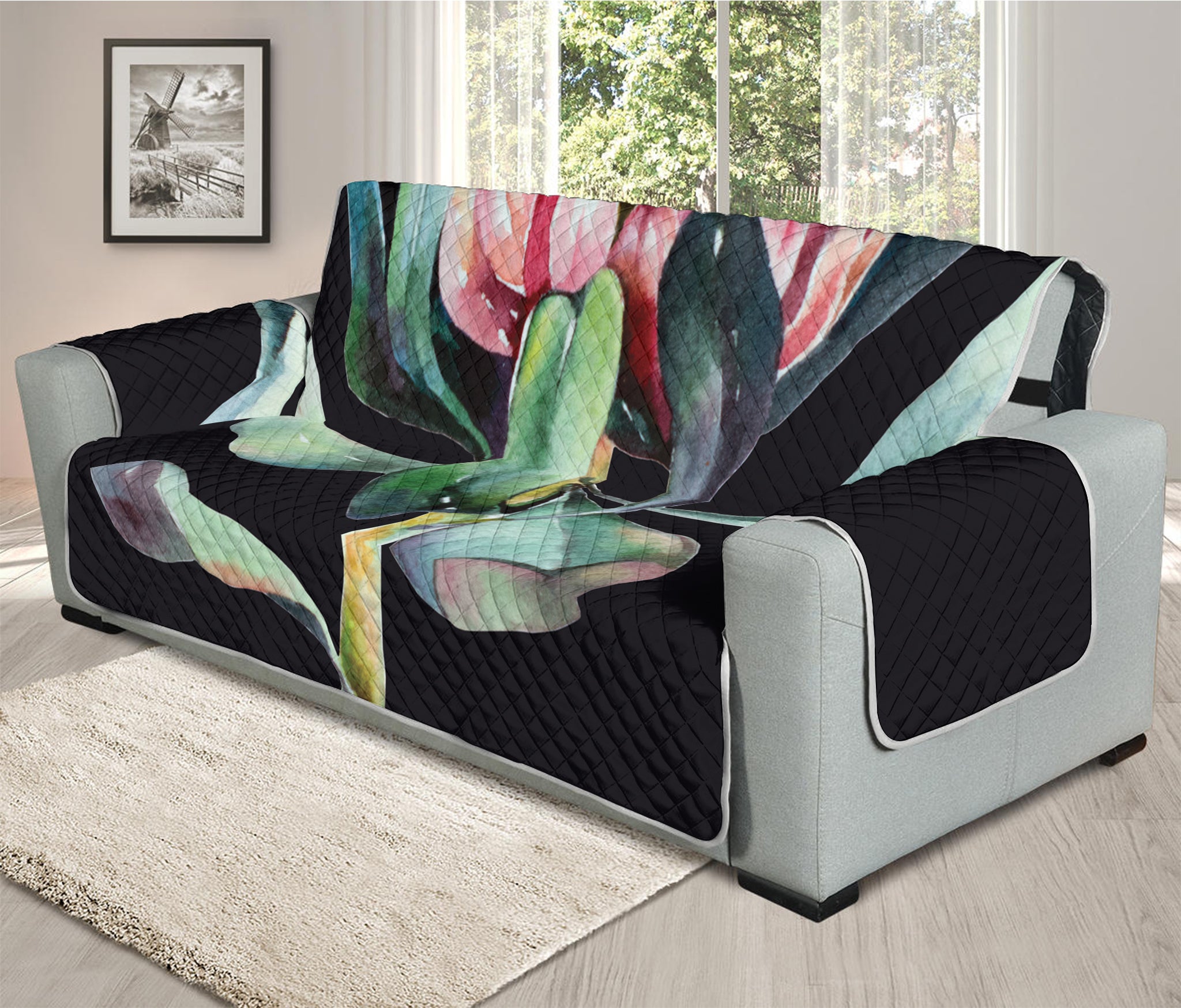 Protea Flower Print Oversized Sofa Protector