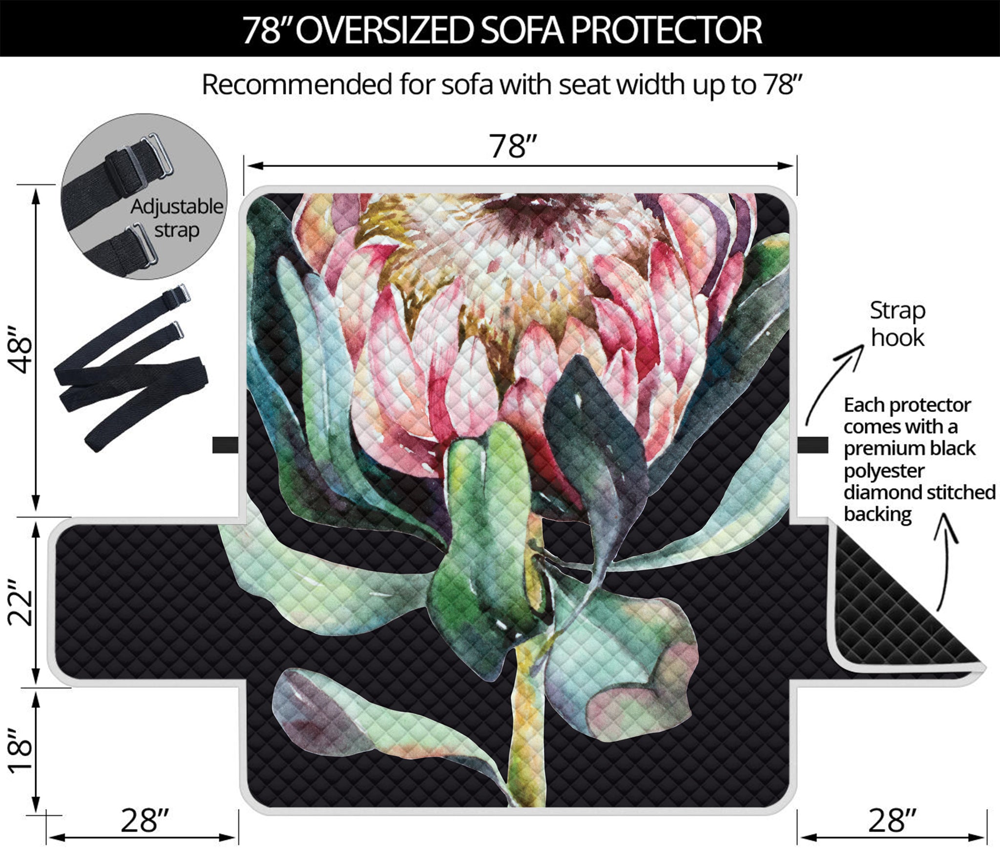 Protea Flower Print Oversized Sofa Protector