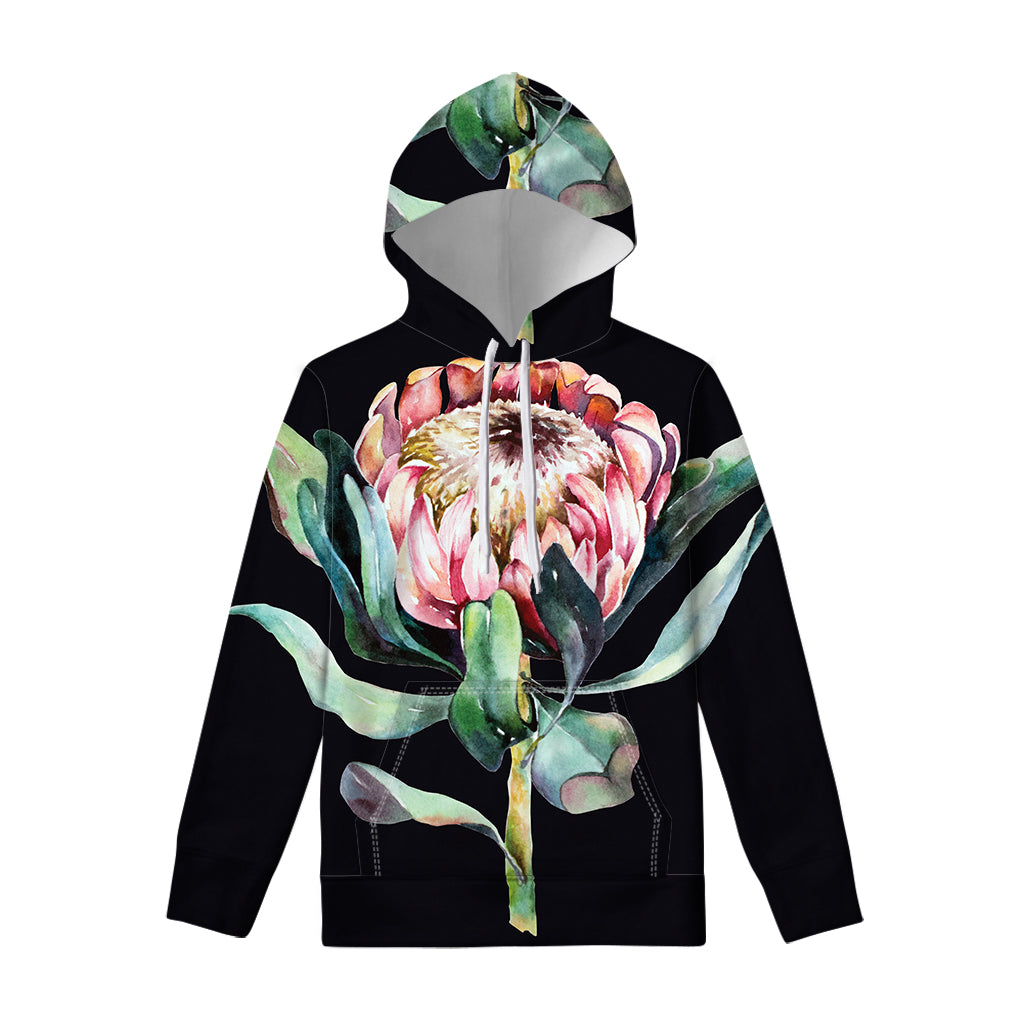 Protea Flower Print Pullover Hoodie