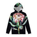 Protea Flower Print Pullover Hoodie
