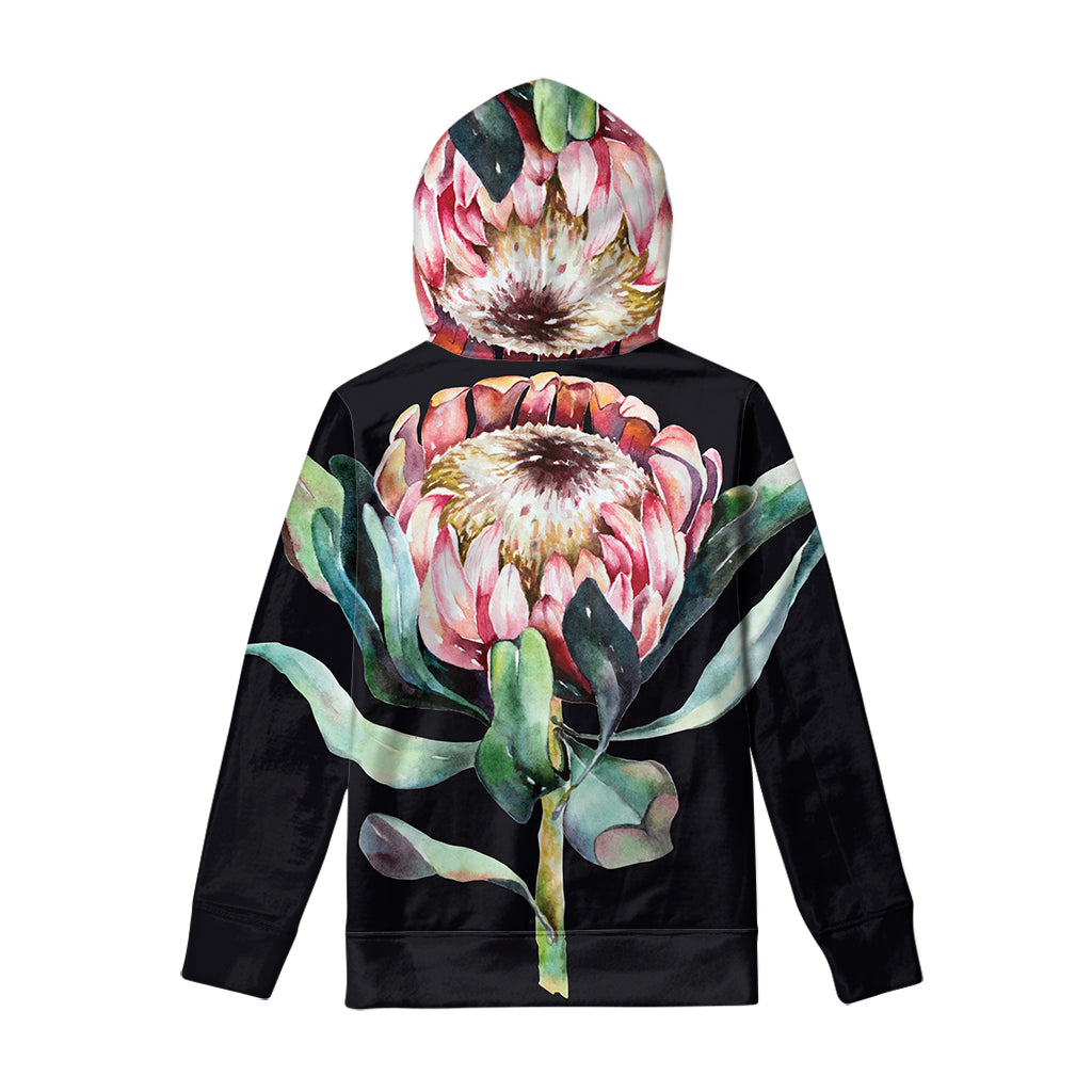 Protea Flower Print Pullover Hoodie