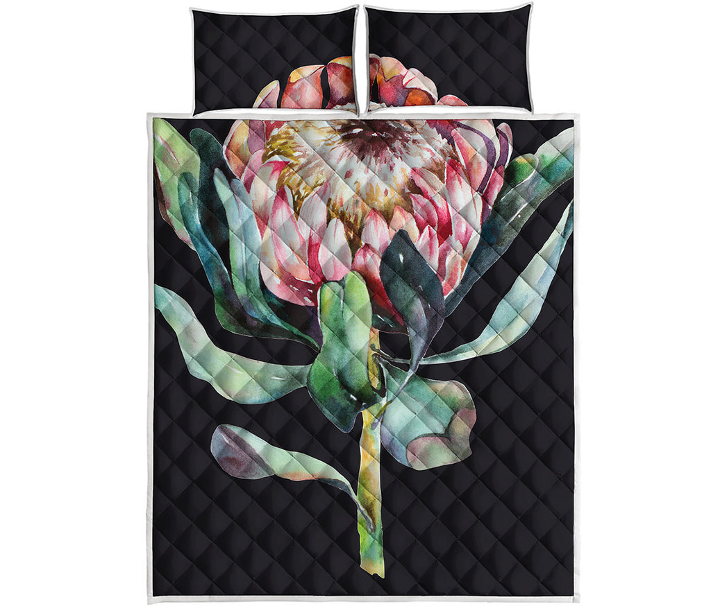 Protea Flower Print Quilt Bed Set