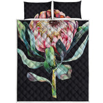 Protea Flower Print Quilt Bed Set