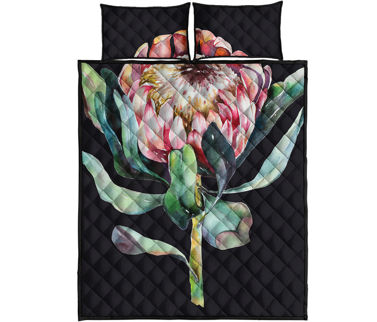 Protea Flower Print Quilt Bed Set