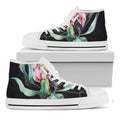 Protea Flower Print White High Top Sneakers