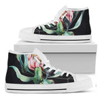 Protea Flower Print White High Top Shoes