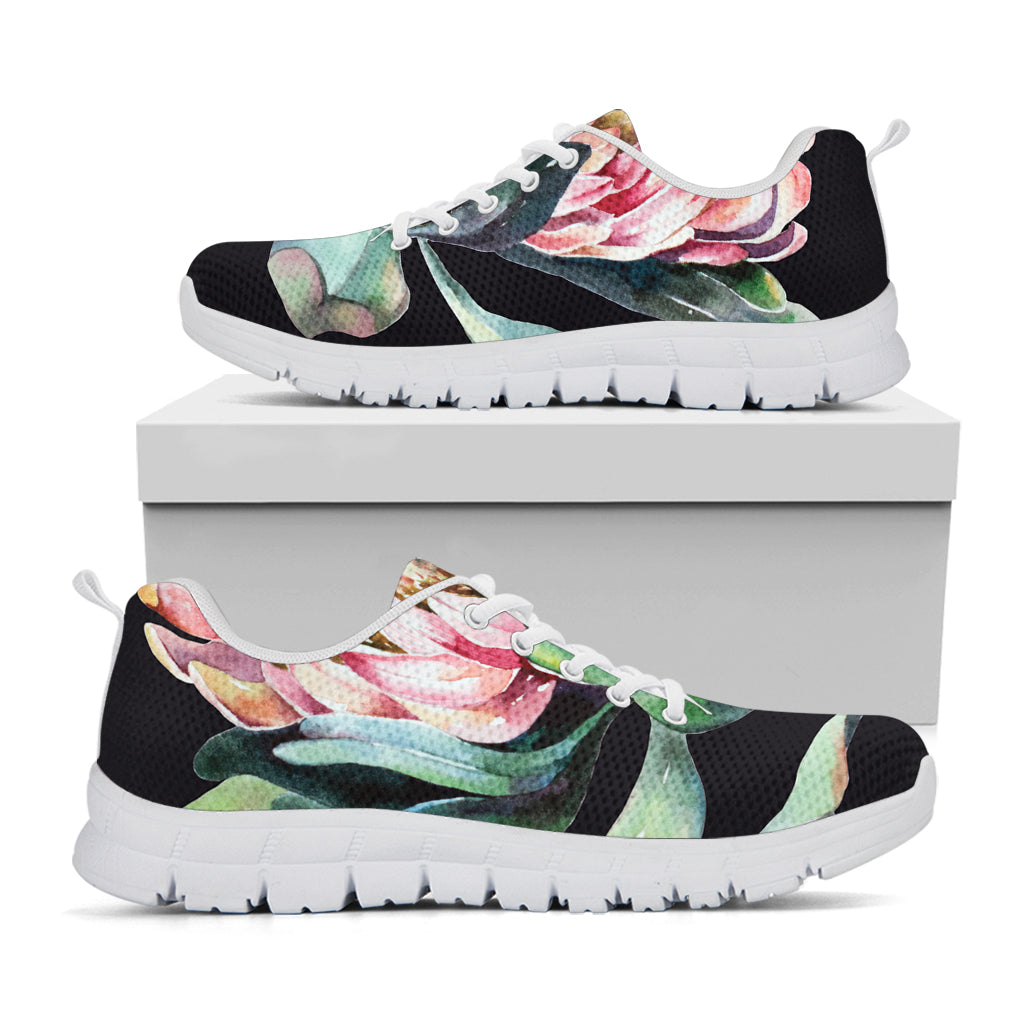 Protea Flower Print White Sneakers