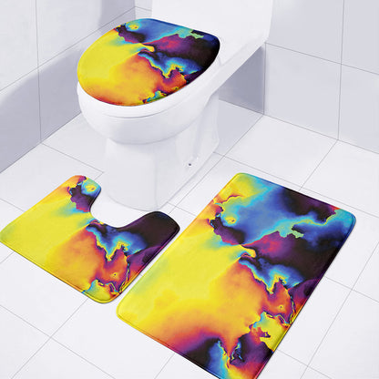 Psychedelic Acid Print 3 Piece Bath Mat Set