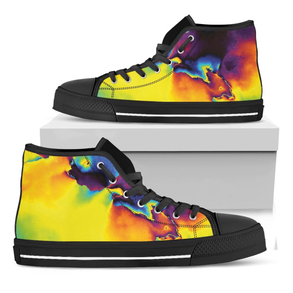 Psychedelic Acid Print Black High Top Shoes