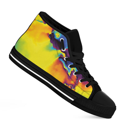 Psychedelic Acid Print Black High Top Shoes