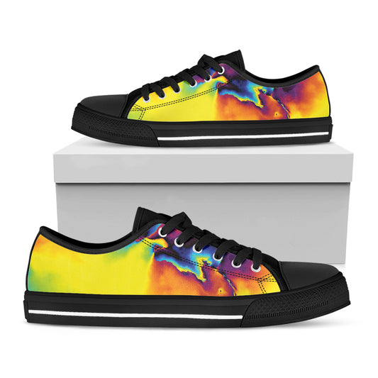 Psychedelic Acid Print Black Low Top Shoes