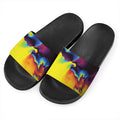 Psychedelic Acid Print Black Slide Sandals