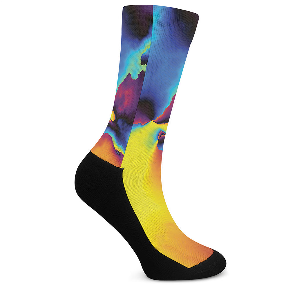 Psychedelic Acid Print Crew Socks