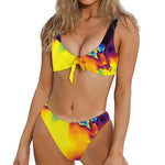 Psychedelic Acid Print Front Bow Tie Bikini