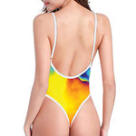 Psychedelic Acid Print One Piece High Cut Swimsuit