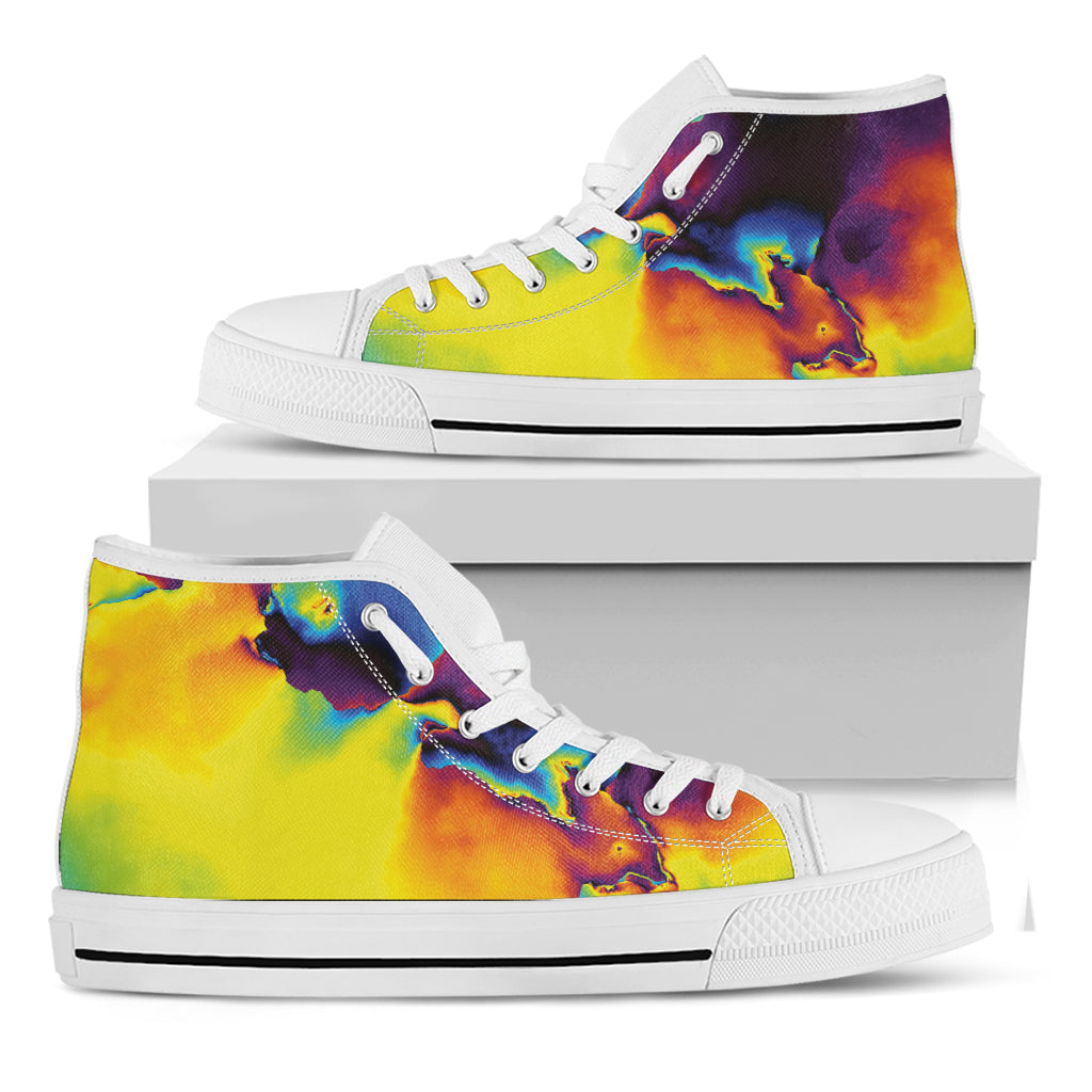 Psychedelic Acid Print White High Top Shoes
