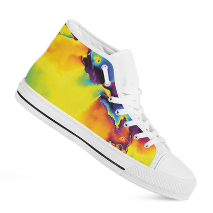 Psychedelic Acid Print White High Top Shoes