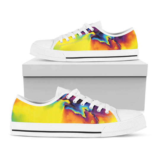 Psychedelic Acid Print White Low Top Shoes
