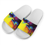 Psychedelic Acid Print White Slide Sandals