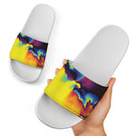 Psychedelic Acid Print White Slide Sandals