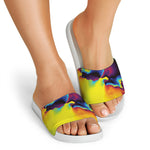 Psychedelic Acid Print White Slide Sandals