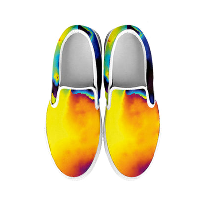 Psychedelic Acid Print White Slip On Shoes