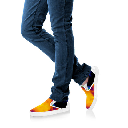 Psychedelic Acid Print White Slip On Shoes