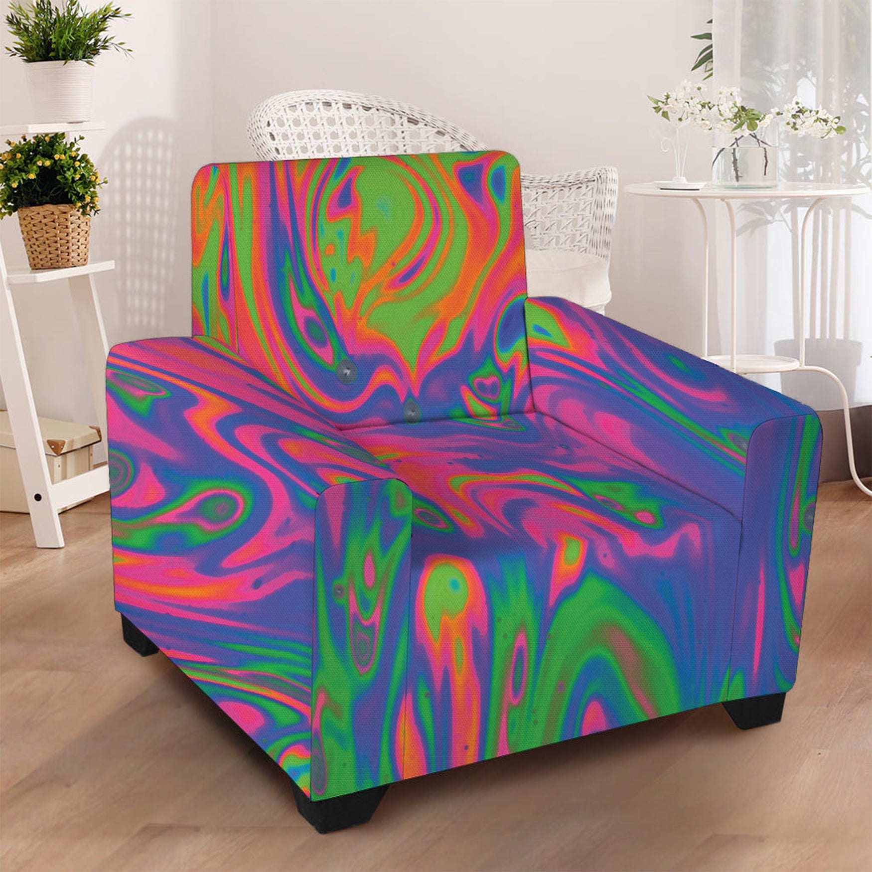 Psychedelic Bubble Print Armchair Slipcover