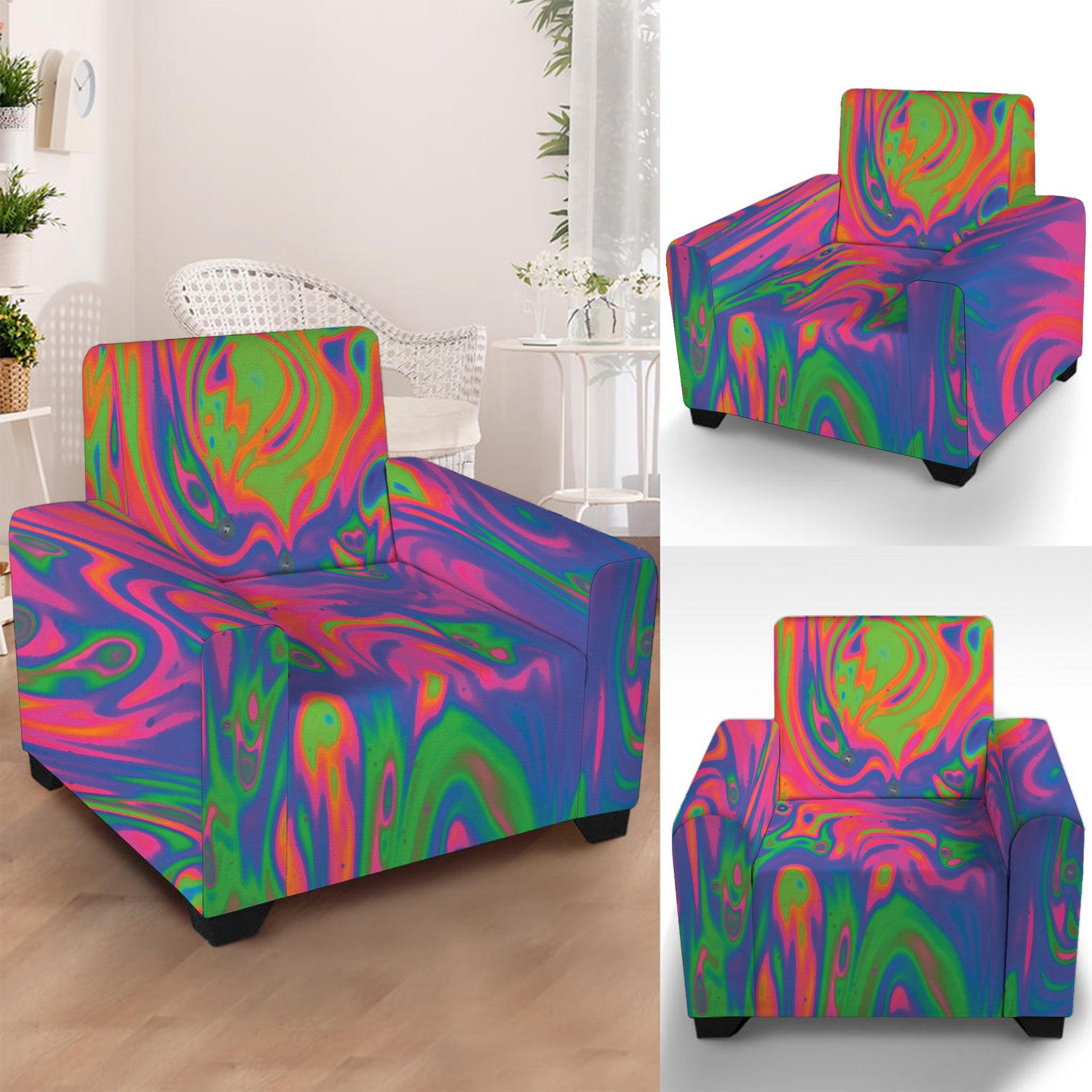 Psychedelic Bubble Print Armchair Slipcover