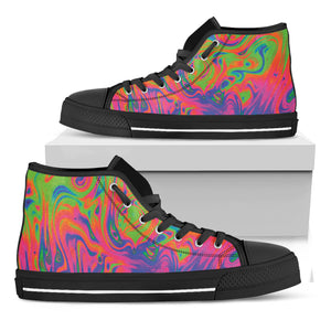 Psychedelic Bubble Print Black High Top Shoes