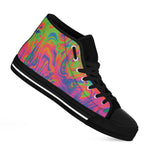 Psychedelic Bubble Print Black High Top Shoes