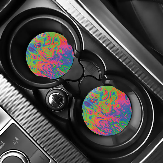 Psychedelic Bubble Print Car Coasters