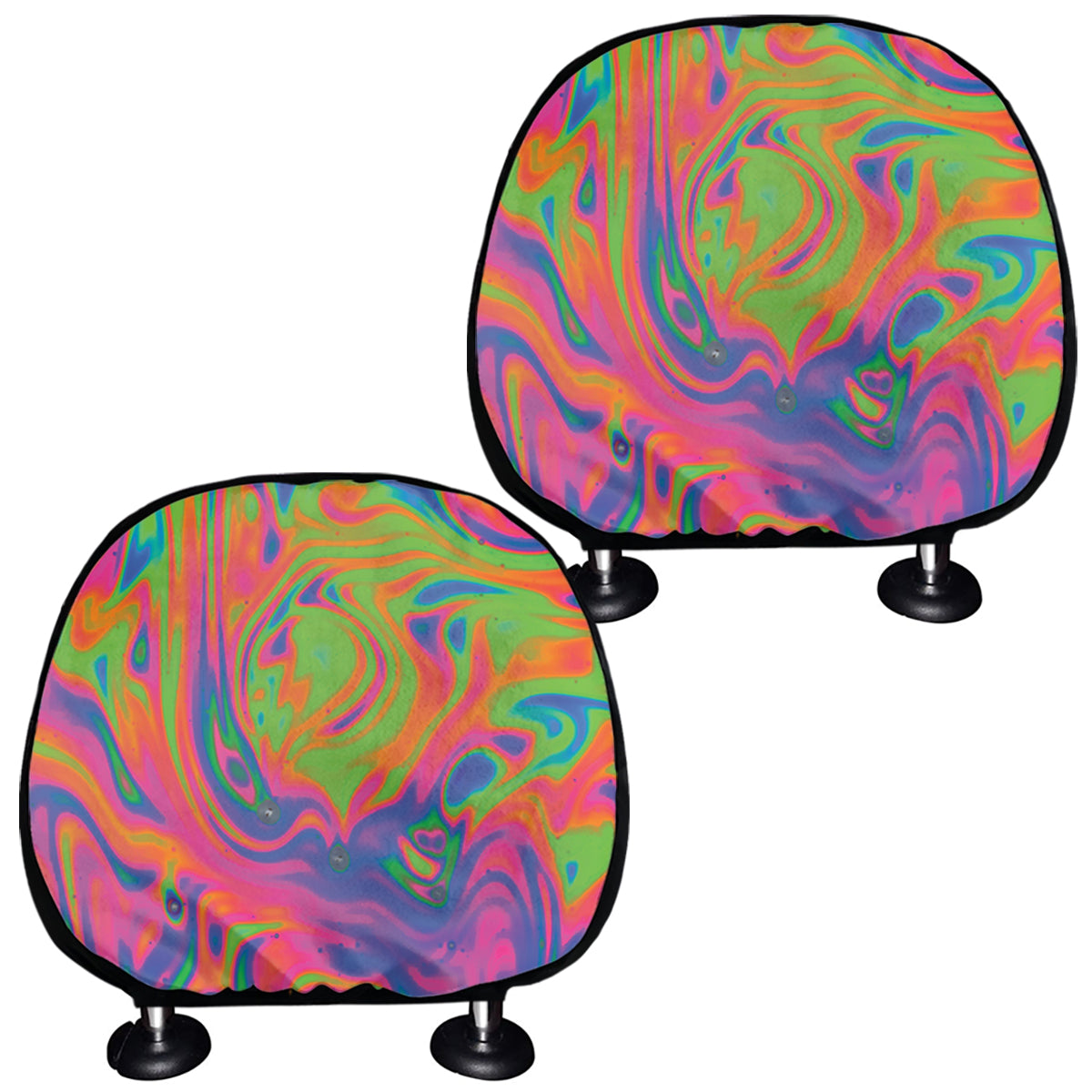 Psychedelic Bubble Print Car Headrest Covers