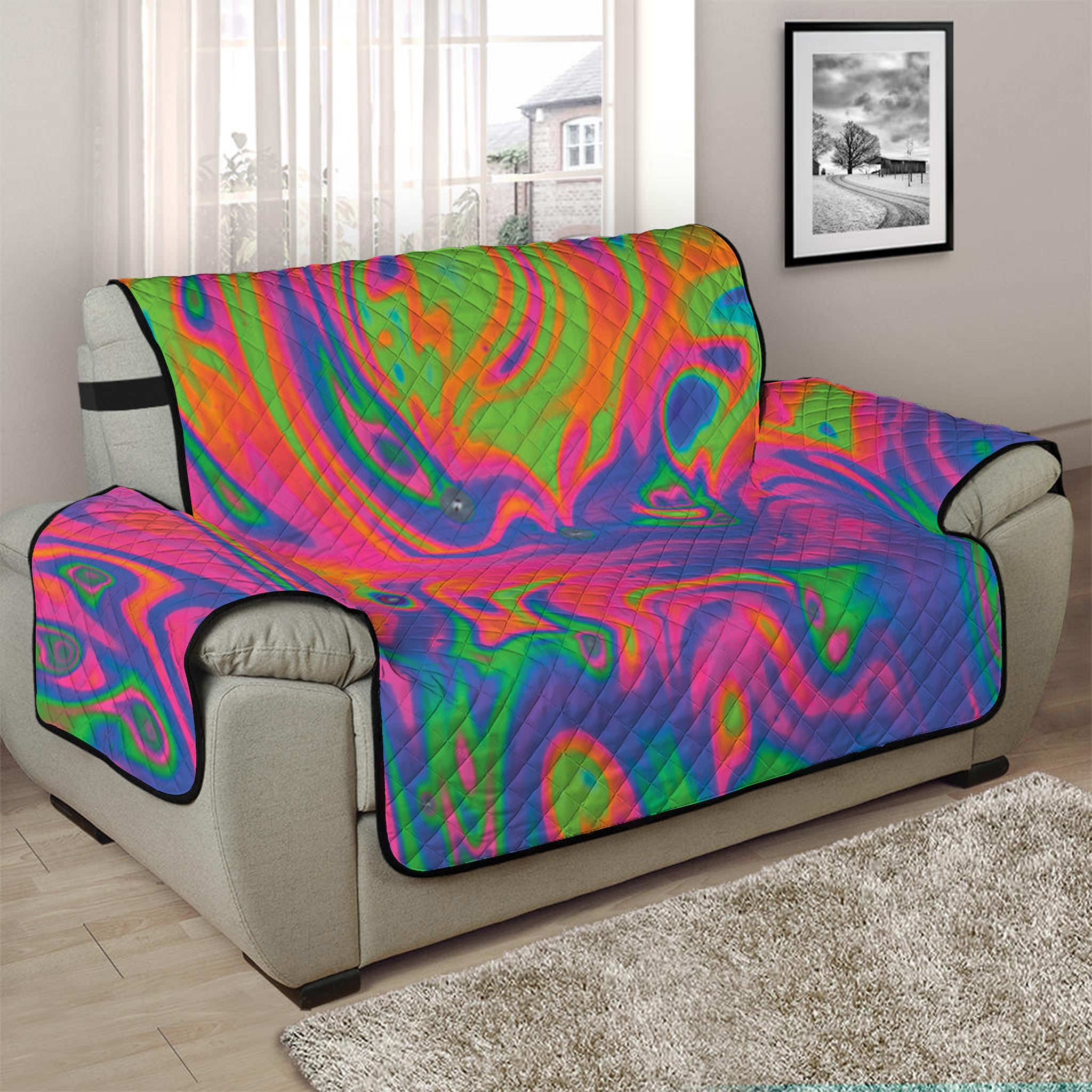 Psychedelic Bubble Print Half Sofa Protector