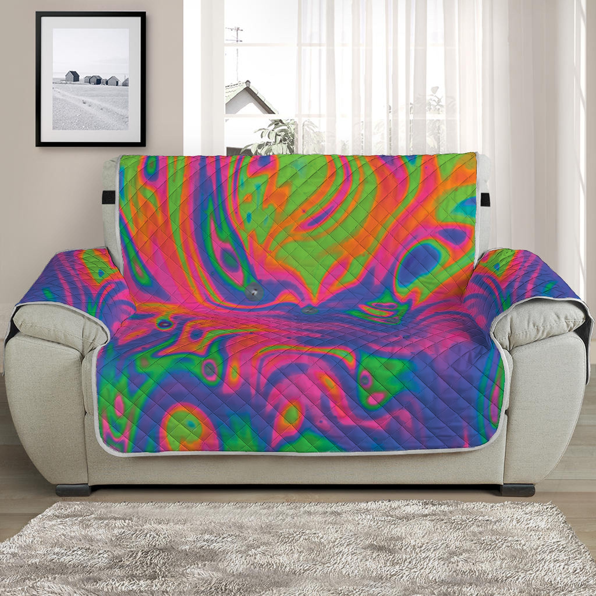 Psychedelic Bubble Print Half Sofa Protector