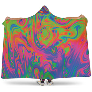 Psychedelic Bubble Print Hooded Blanket