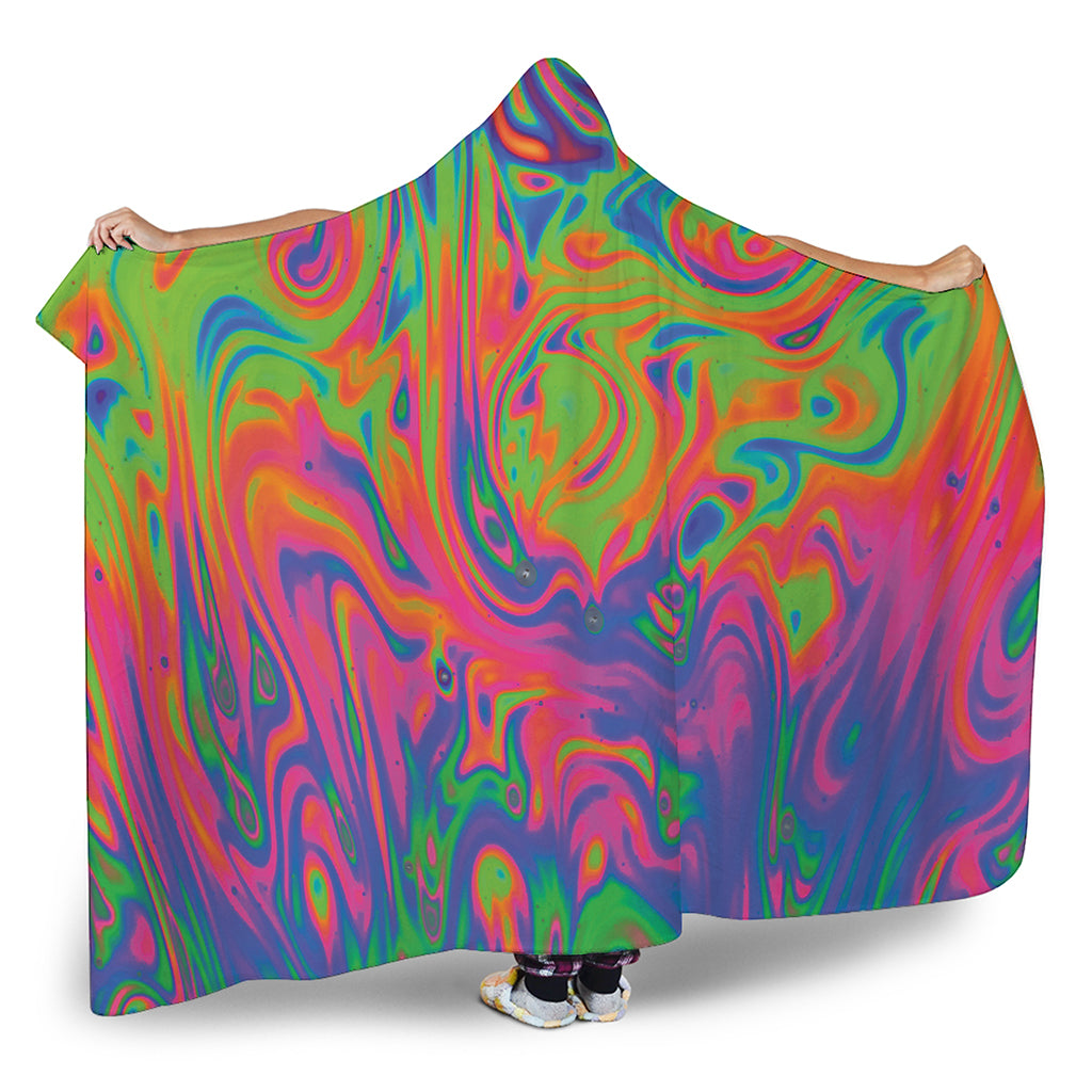 Psychedelic Bubble Print Hooded Blanket