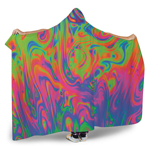 Psychedelic Bubble Print Hooded Blanket