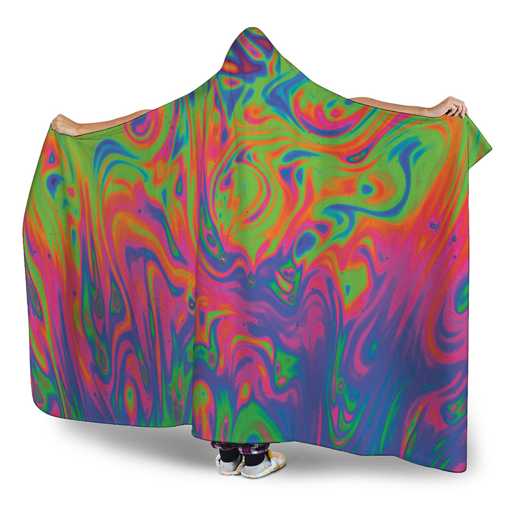 Psychedelic Bubble Print Hooded Blanket