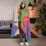 Psychedelic Bubble Print Hooded Blanket