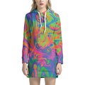 Psychedelic Bubble Print Pullover Hoodie Dress