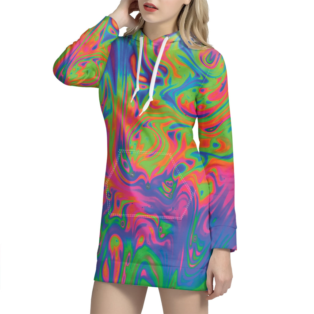 Psychedelic Bubble Print Hoodie Dress