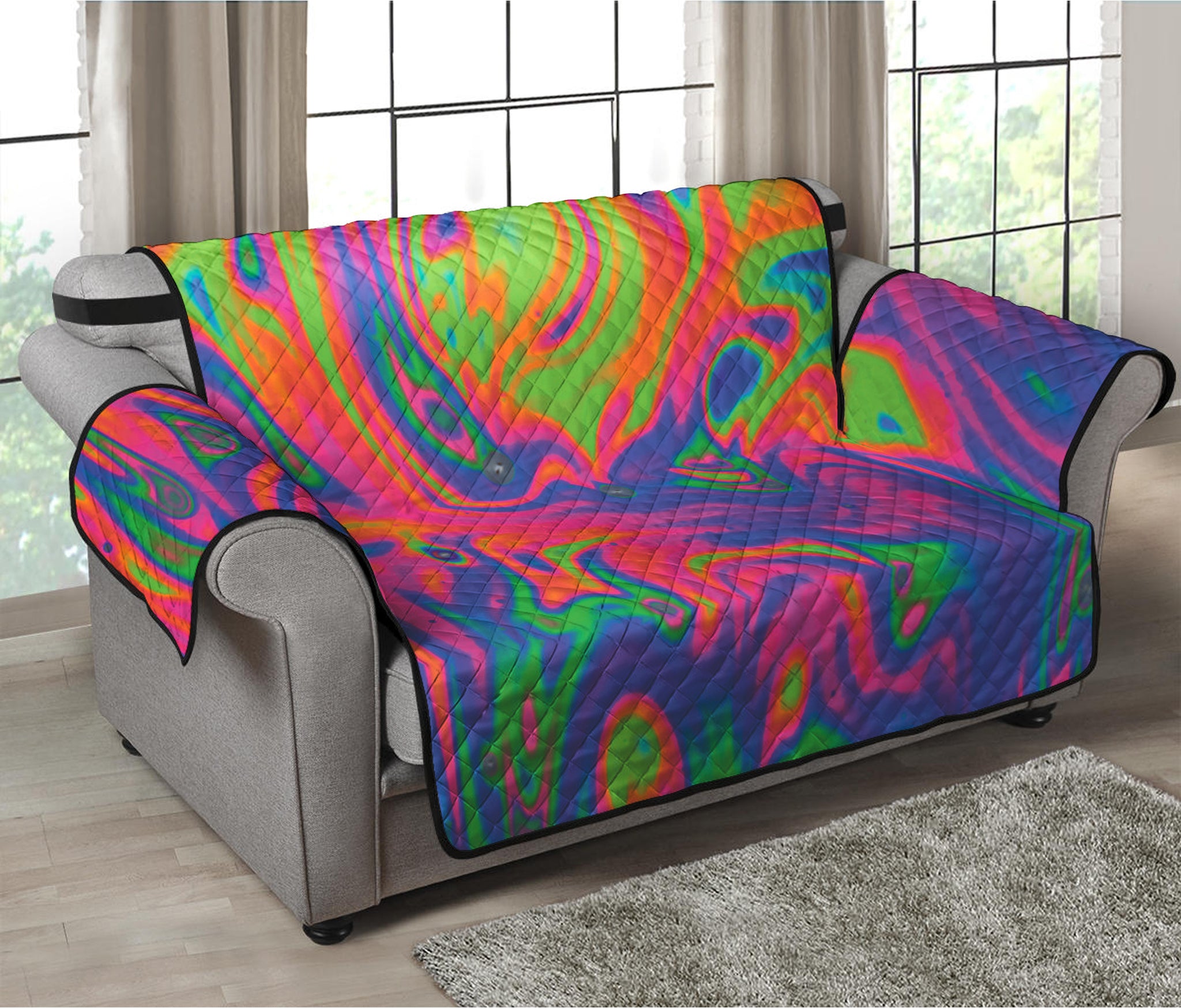 Psychedelic Bubble Print Loveseat Protector